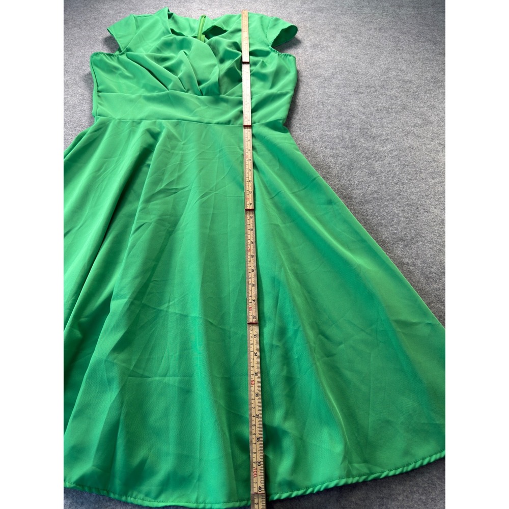 Unbranded Swing Dress Women Medium Green 1950s Rockabilly Fit and Flare Midi - Picture 6 of 14